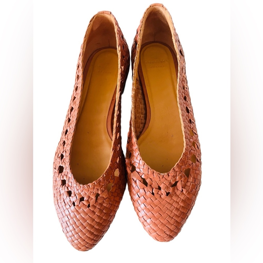 Sezane Woven Leather Flats in Tan - Picture 6 of 13